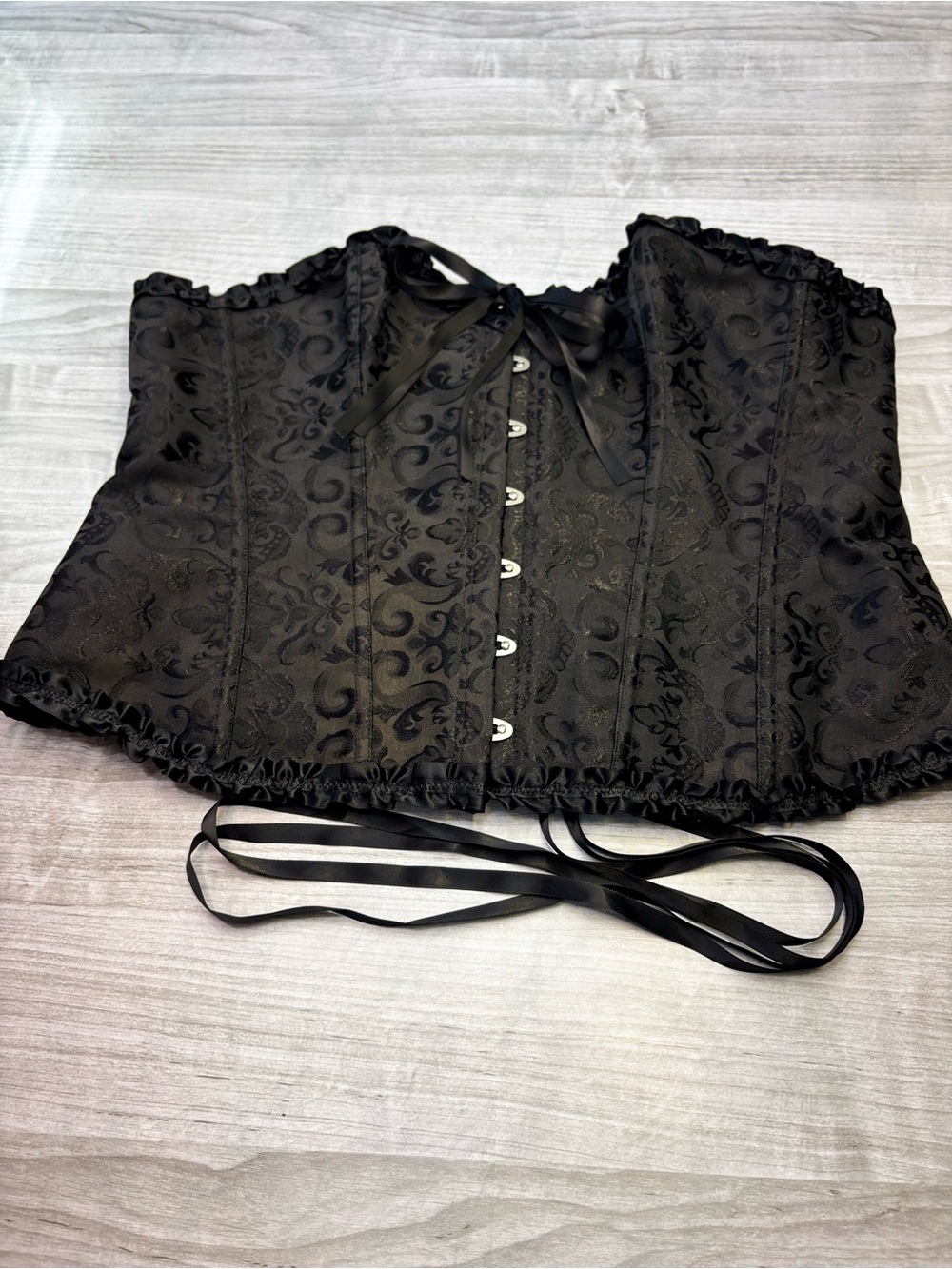 Goth Alt Punk Layering Black Brocade Lace-Up Corset Top Size XLarge